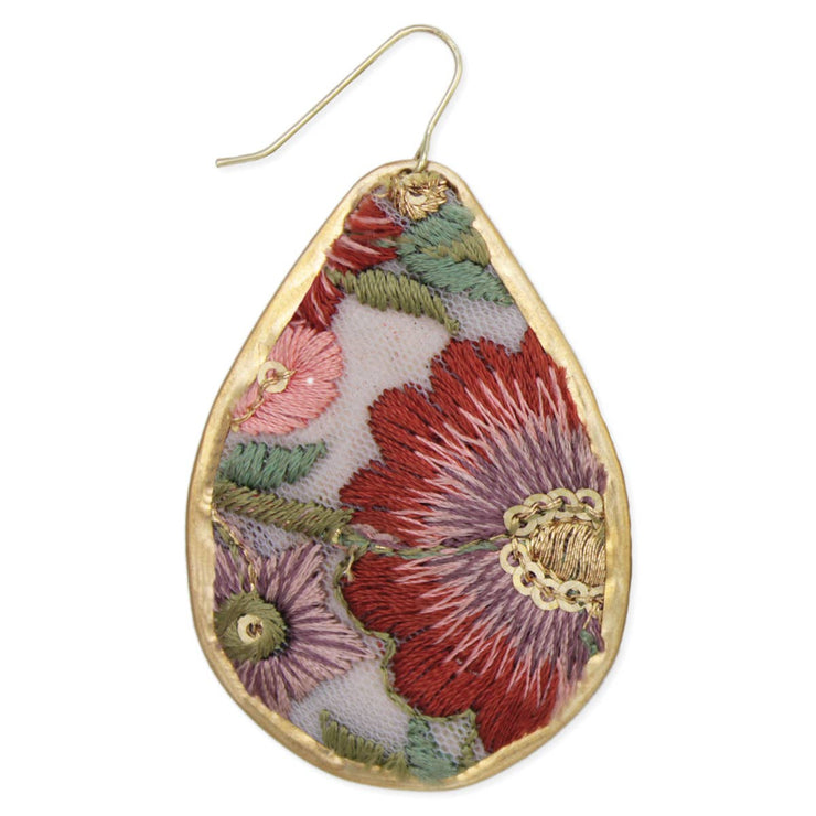 Big Bloom Embroidered Teardrop Earrings