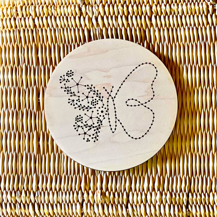 6" WOOD EMBROIDERY - BUTTERFLY