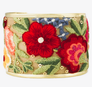 Red Embroidered Cuff Bracelet