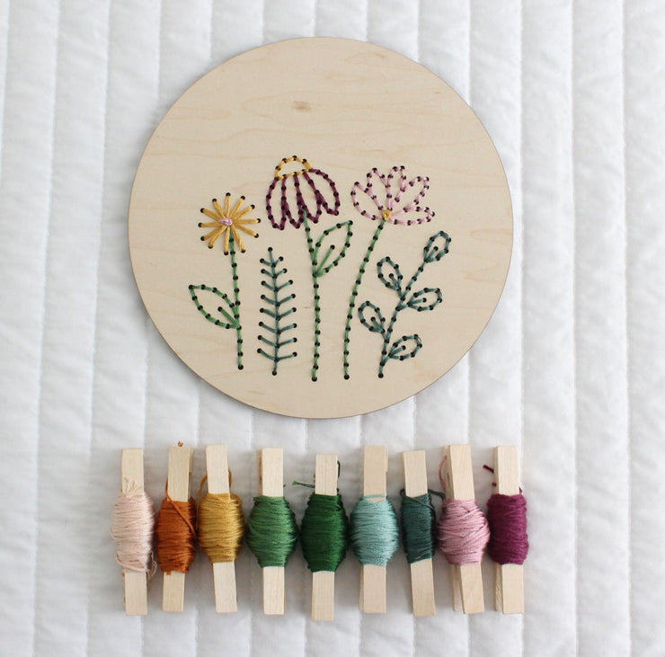 BEGINNER WOOD EMBROIDERY - FLORAL - TWO SIZES