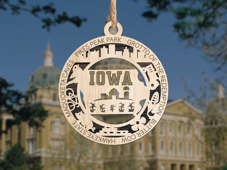 LASERCUT STATE ORNAMENT - IOWA