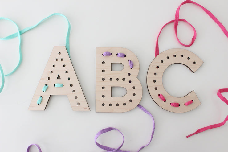 WOOD EMBROIDERY - ALPHABET LACING SET