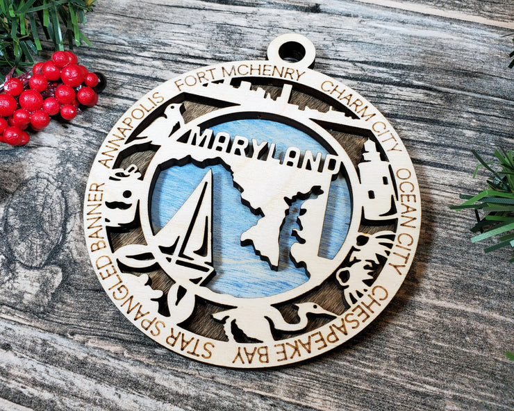 LASERCUT STATE ORNAMENT - MARYLAND