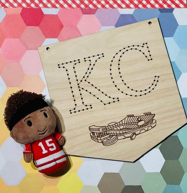WOOD EMBROIDERY - KC FOOTBALL BANNER