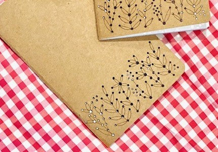 SMALL KRAFT EMBROIDERED NOTEBOOK - FLORAL