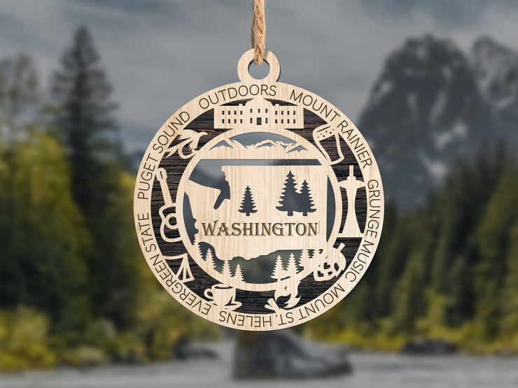 LASERCUT STATE ORNAMENT - WASHINGTON